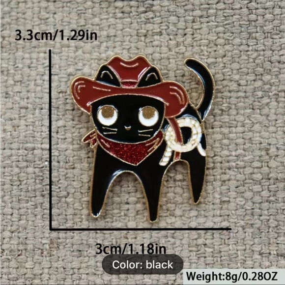 3/$15 Sparkly Western Rodeo Cowboy Cat Pin Brooch - Picture 5 of 5
